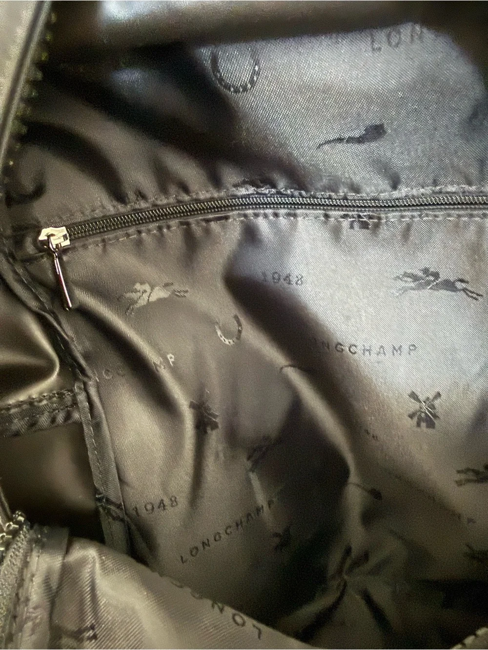 Longchamp Neo Nylon Backpack with Front Zip Pocket in Black